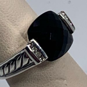 David Yurman Black Onyx and Diamond Ring